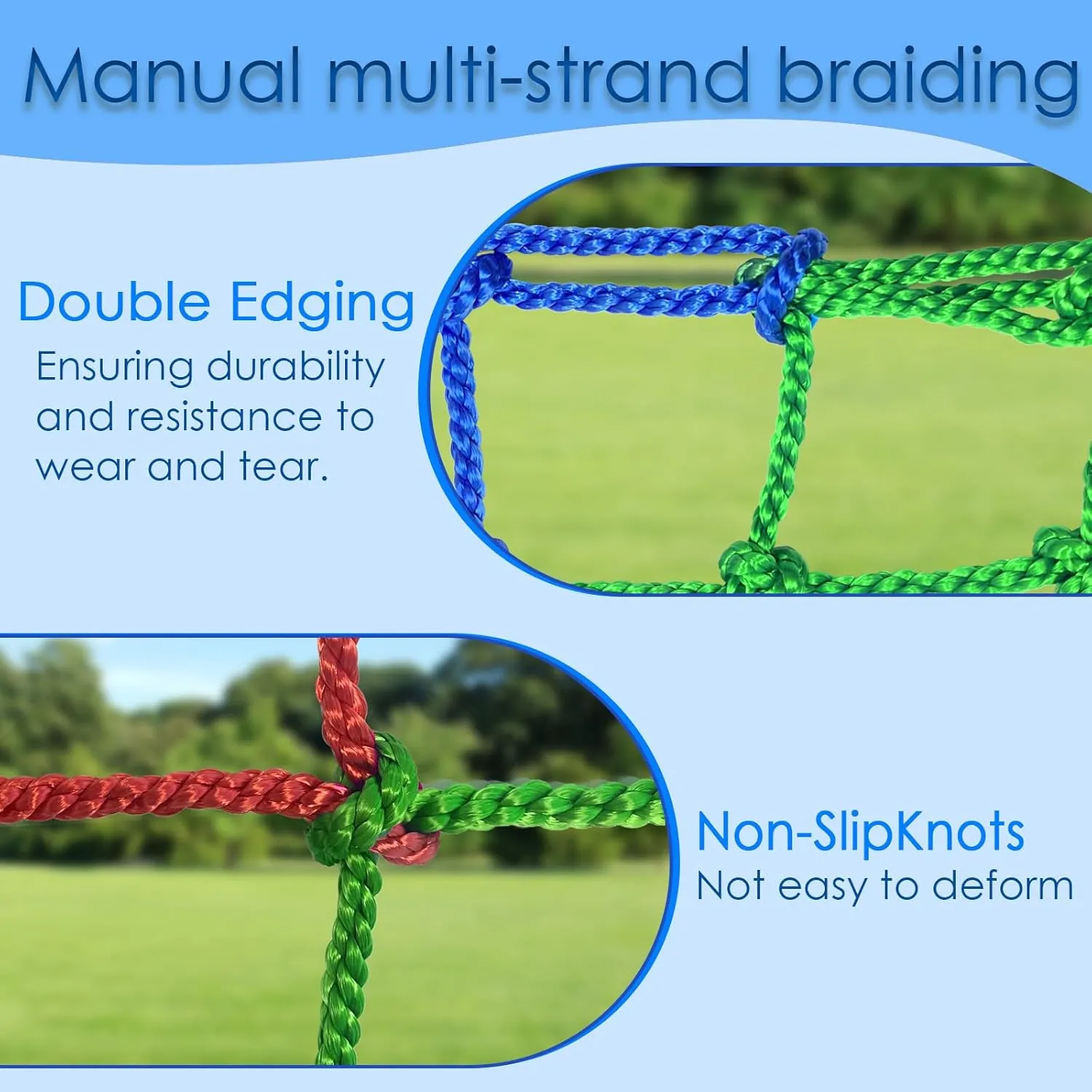 Climbing Net for kids Outdoor,Polyester Climbing Cargo Net Spliced with 3 Colors Heavy Duty Large Military Climbing Net for Rope Ladder,Playground,Swingset,Treehouse,Jungle Gyms (6.56×6.56FT)