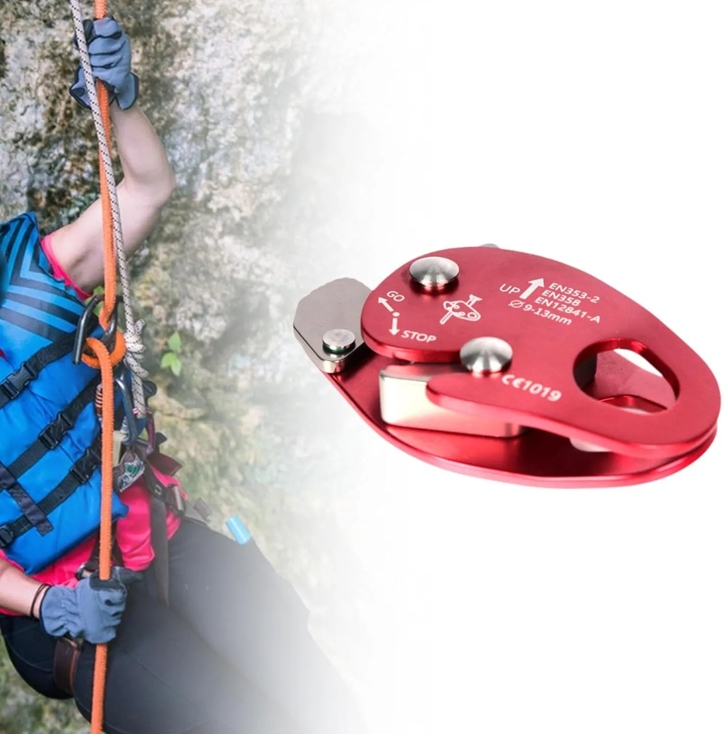 Climbing Rope Grab Falling Arrester Rope Gear Adjuster Protection for Tree Arborist Rocking Rappelling Outward Bound Training