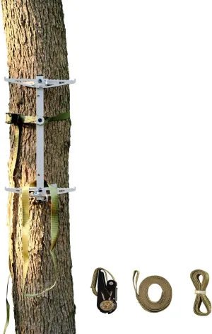 Climbing Sticks, 17” Lightweight Aluminium Hunting Climbing Sticks w/Silent Design, Tree Stand Sticks w/Pivoting V-Brackets & 20” Rope Aiders, Tree Steps for Deer Hunting Gear(1/2/3/4 Packs)