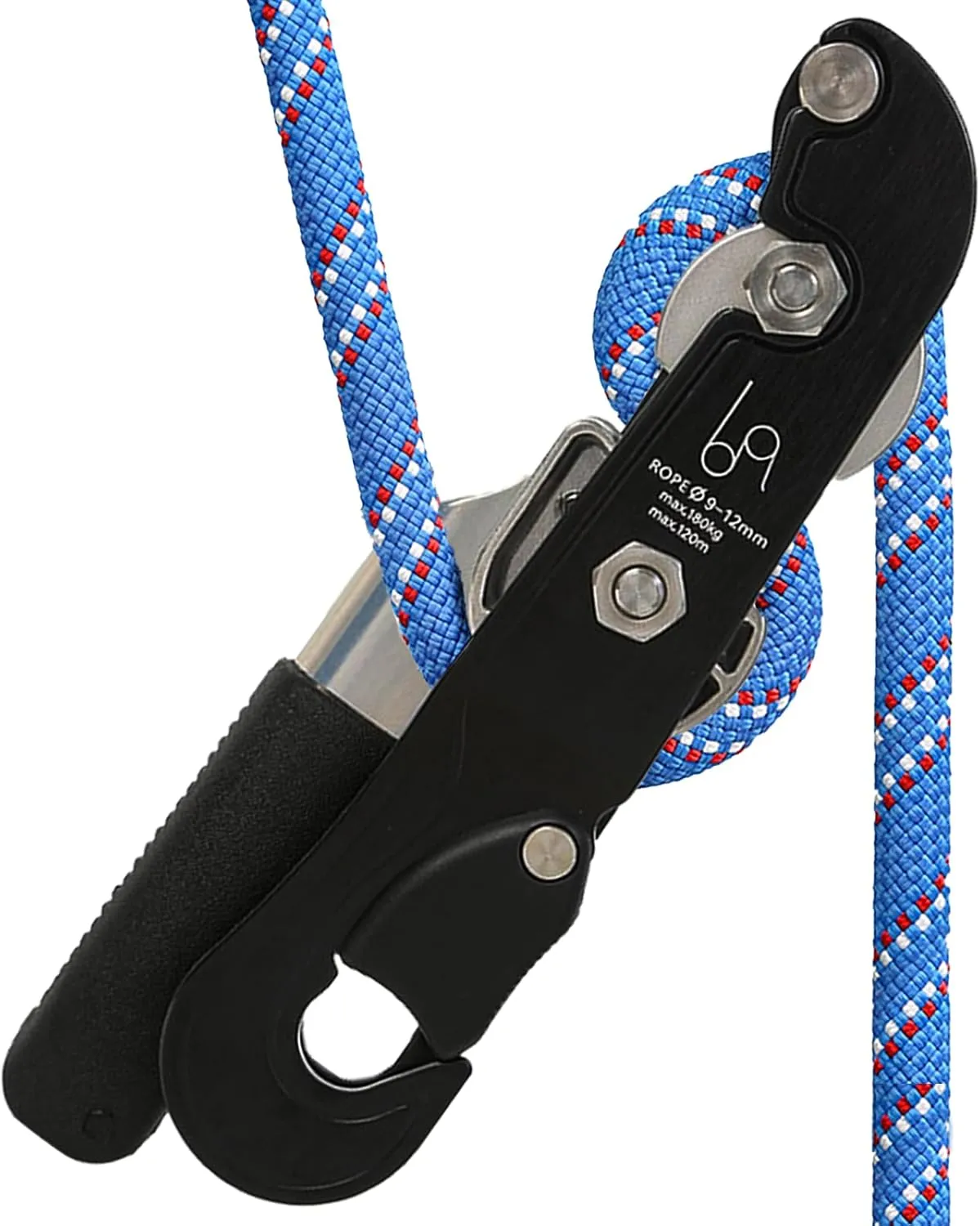 Climbing Stop Descender High Strength Aluminum-Magnesium Alloy Self-Braking Self Locking Rappelling Belay Devices Lightweight Portable for 9-12mm Rope Rescue Rock Climbing Arborist Hand Control