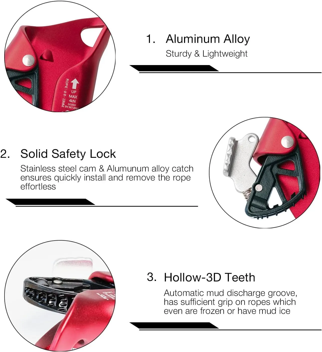 Climbing Stop Descender Rappelling Anti-Panic Belay Devices for 9-12mm Rope Rescue Equipment Hand Controls Desingned