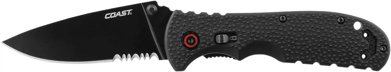COAST RX350 Blade Assist Tactical Folding Knife with 3.625" Serrated Stainless Steel Blade
