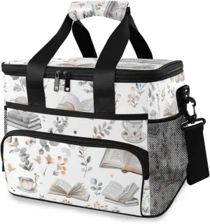 Coffee Cup Retro Doodle Cooler Bag Insulated Cooler Soft Sided Cooler 24 Can Portable Picnic Bag Large Leakproof Lunch Bag Box for Beach Grocery Camping Travel Car Men Women