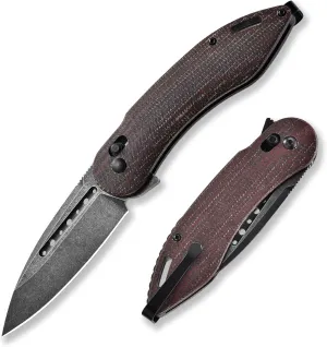 Cohesion Pocket Knives & Folding Knives - D2 Steel Blade Micarta Handle Reversible Pocket Clip, EDC Knife for Camping