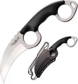 Cold Steel Double Agent Durable Lightweight Japanese AUS8A Steel Karambit Shape 3" Fixed Blade Tactical Outdoor Hunting Knife, Kray-Ex Handle, Secure-Ex Sheath