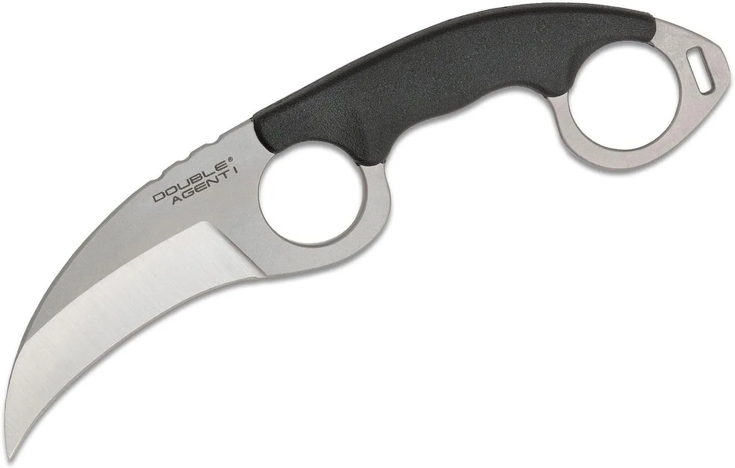 Cold Steel Double Agent Durable Lightweight Japanese AUS8A Steel Karambit Shape 3" Fixed Blade Tactical Outdoor Hunting Knife, Kray-Ex Handle, Secure-Ex Sheath