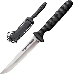 COLD STEEL Drop Point Spike Durable Lightweight German 4116 Stainless Steel 4" Fixed Blade Tactical Outdoor Hunting Neck Knife, Textured Griv-Ex Handle, Secure-Ex Sheath