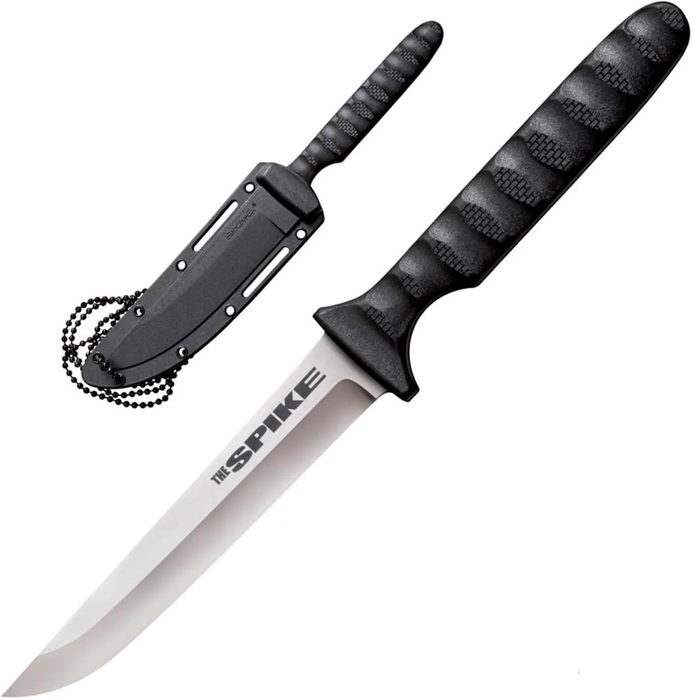COLD STEEL Drop Point Spike Durable Lightweight German 4116 Stainless Steel 4" Fixed Blade Tactical Outdoor Hunting Neck Knife, Textured Griv-Ex Handle, Secure-Ex Sheath