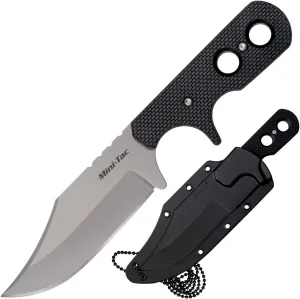 Cold Steel Mini Tac Bowie 3-5/8" Lightweight Durable 8Cr13MoV Stainless Steel Fixed Blade Clip Point Outdoor Hunting Utility Knife, Griv-Ex Handle, Secure-Ex Sheath - Boxed