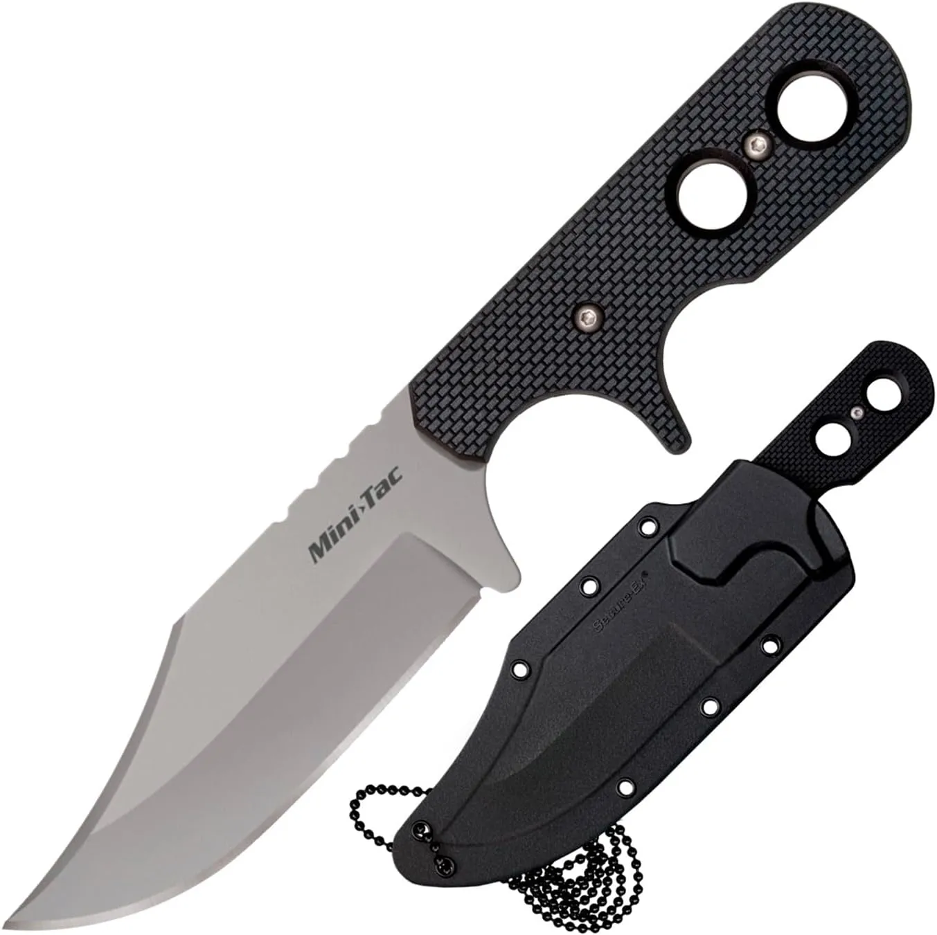 Cold Steel Mini Tac Bowie 3-5/8" Lightweight Durable 8Cr13MoV Stainless Steel Fixed Blade Clip Point Outdoor Hunting Utility Knife, Griv-Ex Handle, Secure-Ex Sheath - Boxed