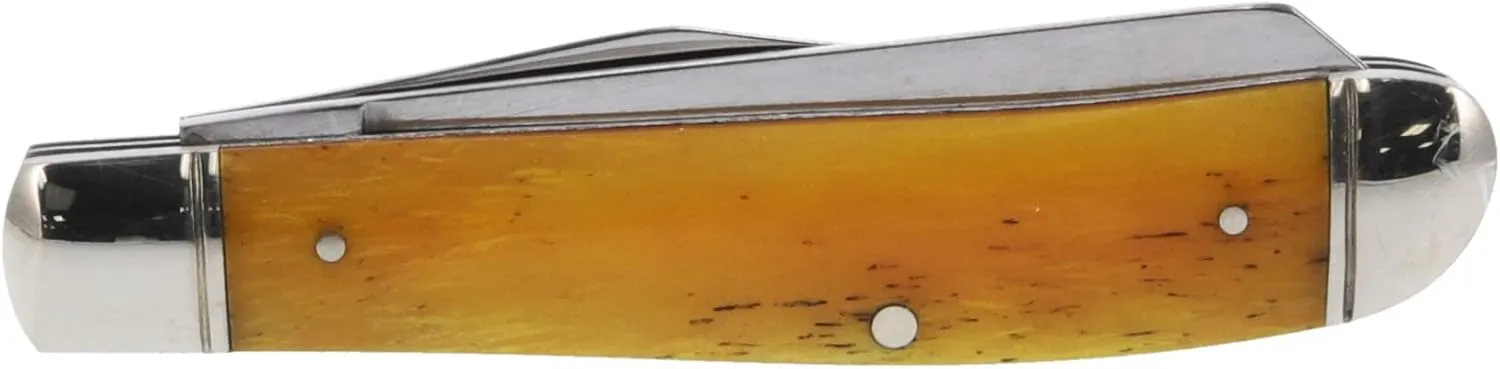 COLD STEEL Mini Trapper Versatile Practical Durable Reliable Compact Pocket Folding Knife - 2 Blades; Bone Handle; Slip Joint Lock