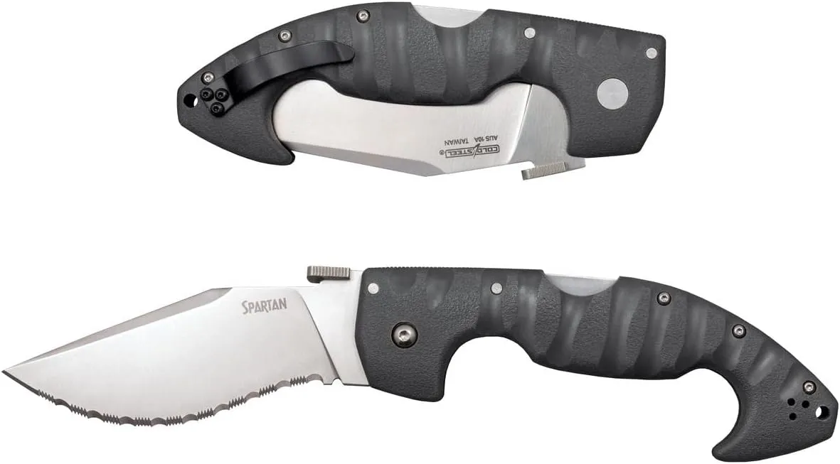 COLD STEEL Spartan 4.5 in Japanese AUS10A Blade Tactical Pocket Folding Knife w/Tri-Ad Lock and Griv-Ex Handle w/Steel Liners