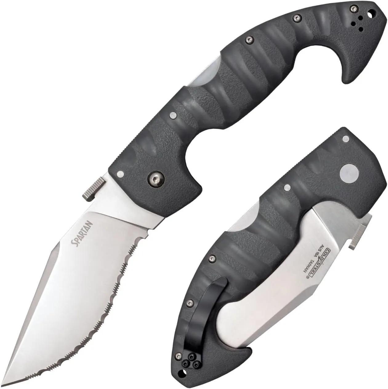 COLD STEEL Spartan 4.5 in Japanese AUS10A Blade Tactical Pocket Folding Knife w/Tri-Ad Lock and Griv-Ex Handle w/Steel Liners