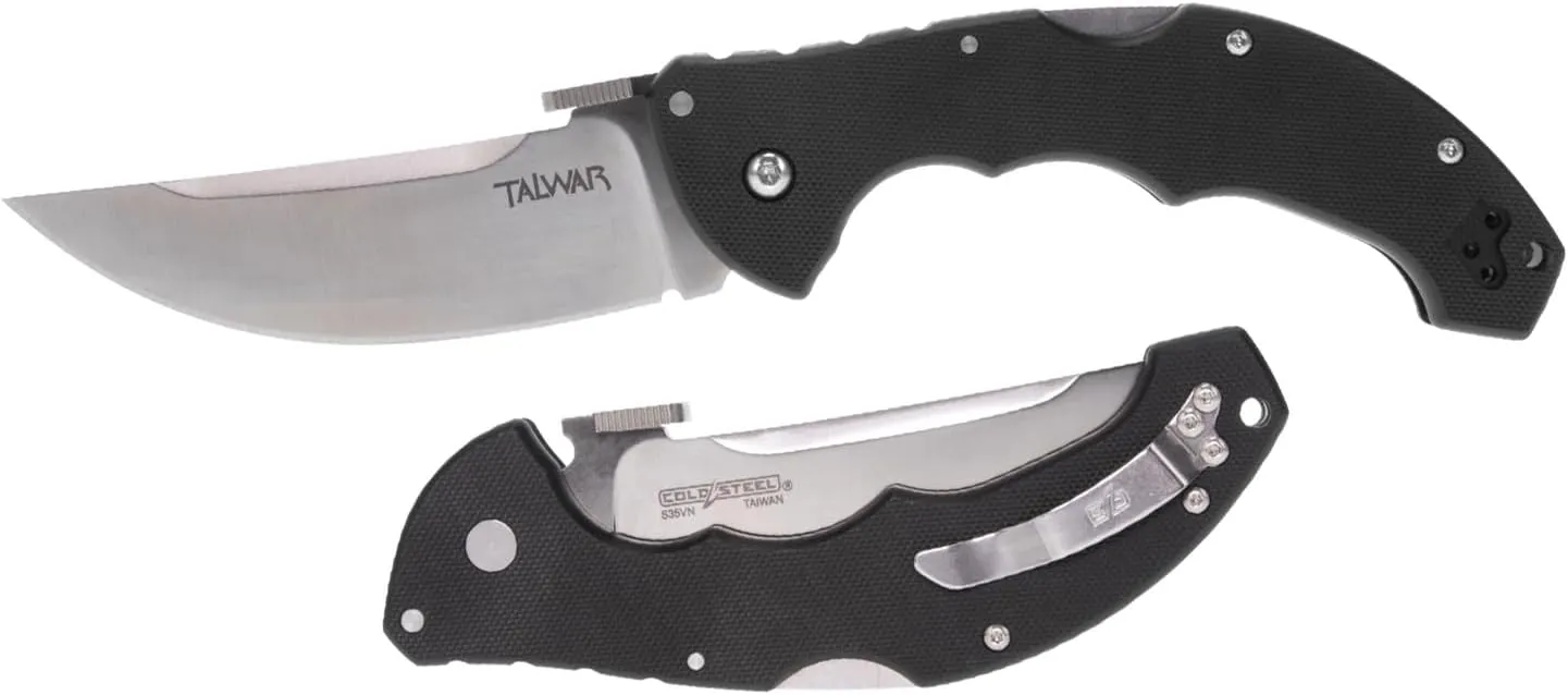 Cold Steel Talwar S35VN Steel Ultra-Sharp Blade G10 Handle Everyday Carry Tactical Pocket Folding Knife with Tri-Ad Locking Mechanism