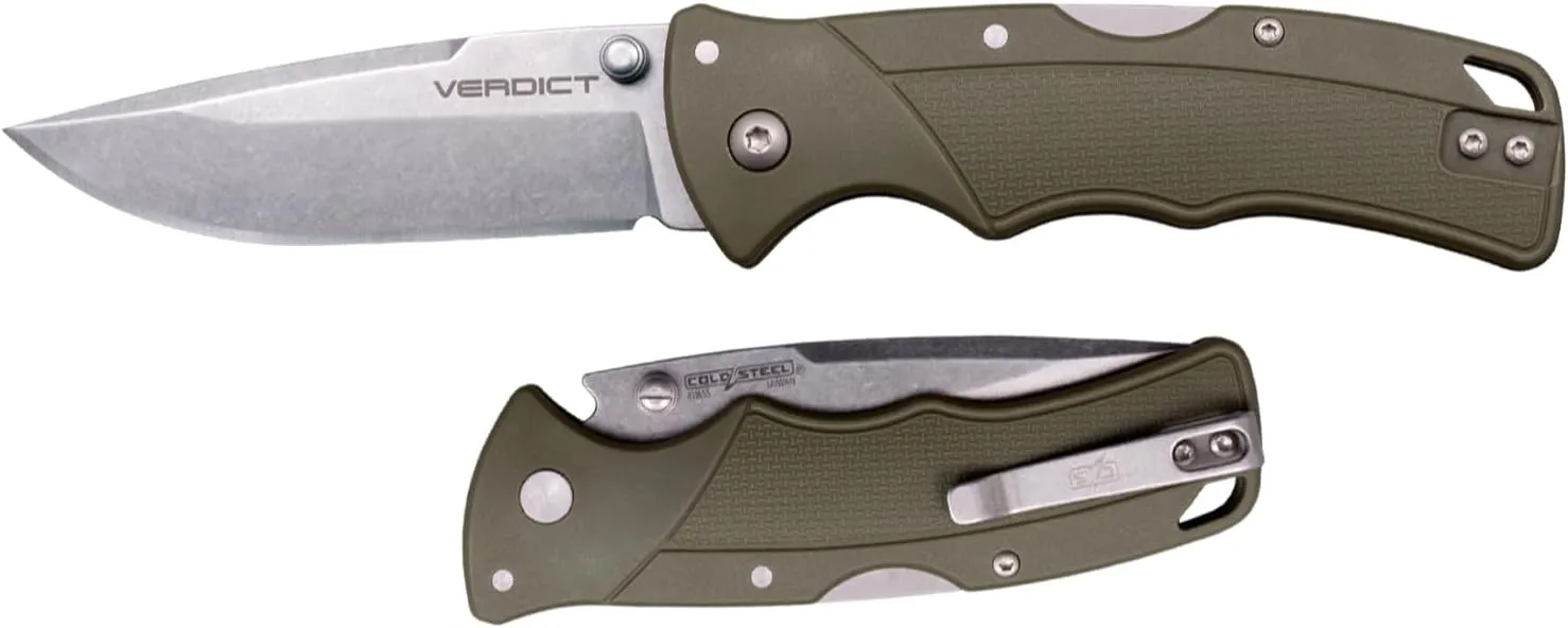 Cold Steel Verdict 3" 4116SS Spear Point Blade 4.25" GFN Handle Everyday Carry Tactical Folding Knife with Tri-Ad Locking Mechanism