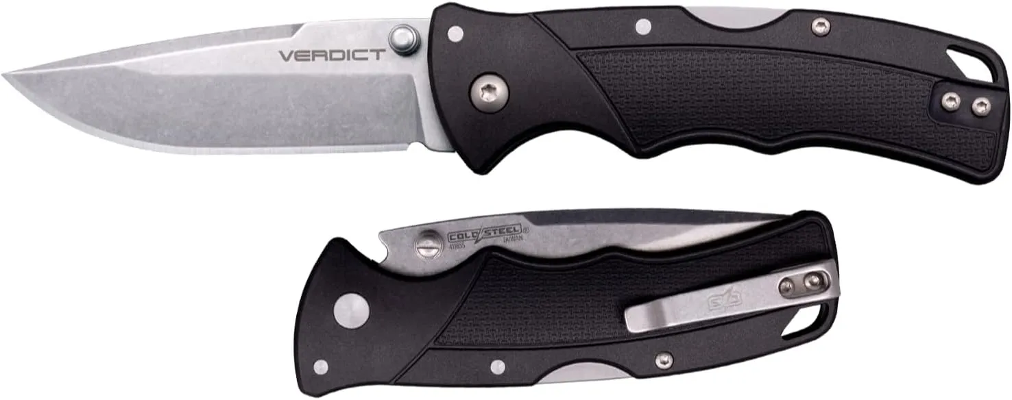 Cold Steel Verdict 3" 4116SS Spear Point Blade 4.25" GFN Handle Everyday Carry Tactical Folding Knife with Tri-Ad Locking Mechanism