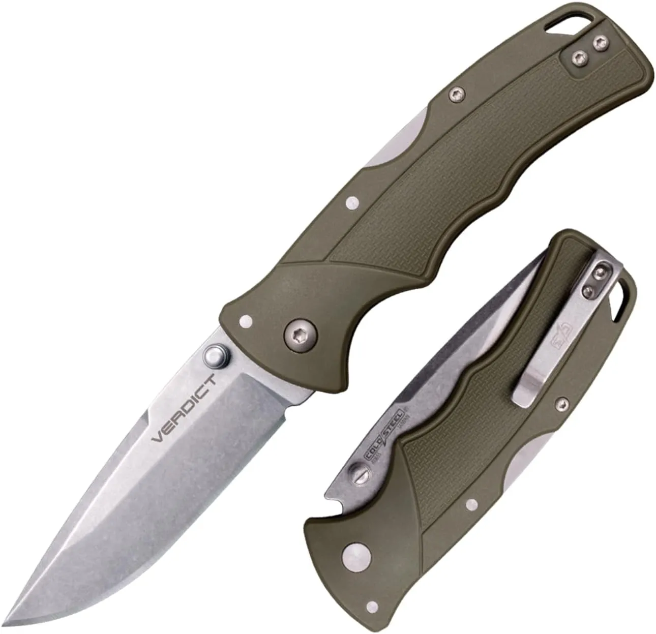 Cold Steel Verdict 3" 4116SS Spear Point Blade 4.25" GFN Handle Everyday Carry Tactical Folding Knife with Tri-Ad Locking Mechanism