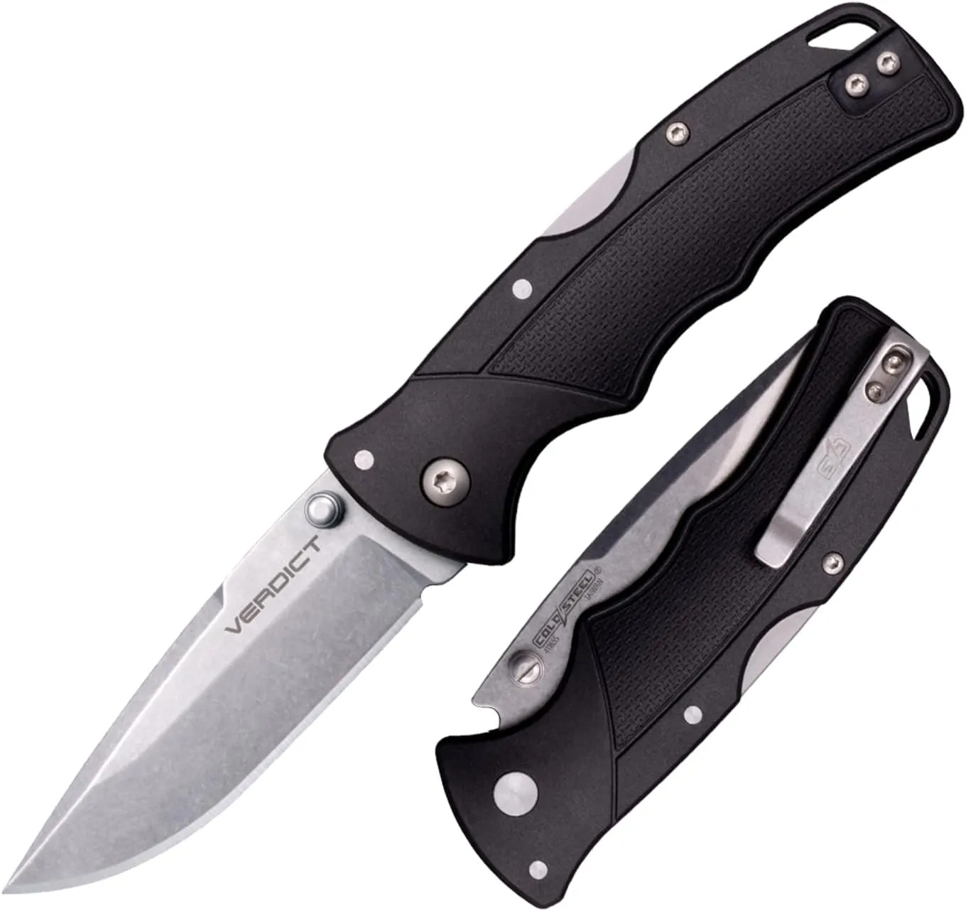 Cold Steel Verdict 3" 4116SS Spear Point Blade 4.25" GFN Handle Everyday Carry Tactical Folding Knife with Tri-Ad Locking Mechanism