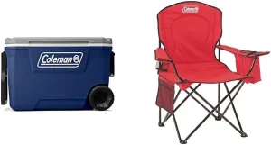 Coleman 62 Quart Ice Chest and Quad Camping Chair with Cooler