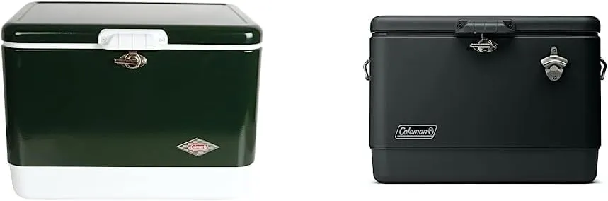 Coleman Cooler | Steel-Belted Cooler Keeps Ice Up to 4 Days | 54-Quart Cooler for Camping & Reunion Insulated Portable Ice Chest Green