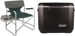 Coleman Portable Folding Deck Chair with Side Table & Insulated Can Cooler: 50 Quart Xtreme 5 Day Wheeled Cooler