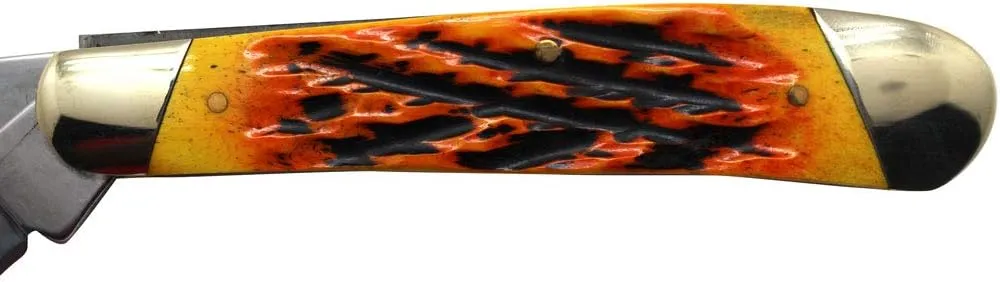 Collection Everyday Carry Manual Folding Pocket Trapper Knife w/Smooth Resin Handle (Burnt Bone)