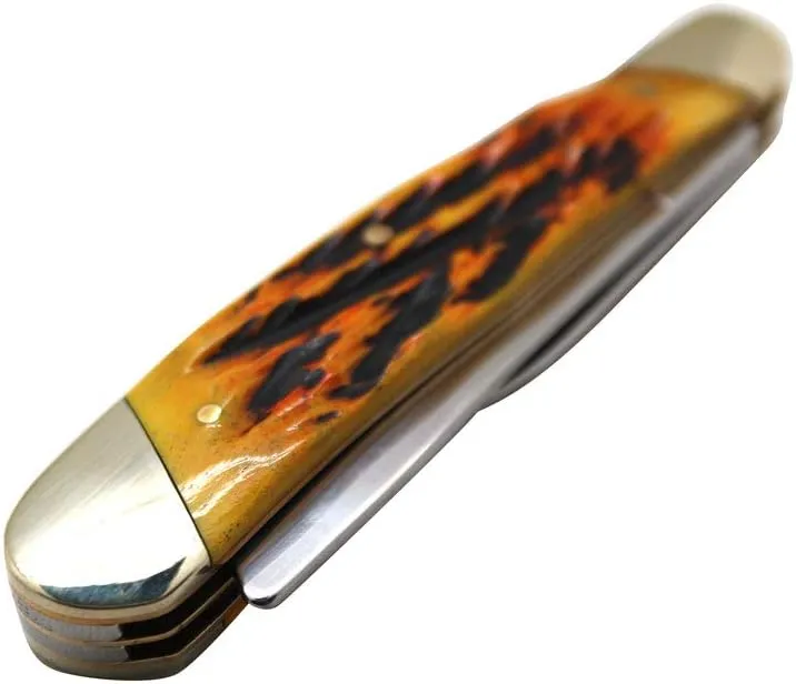 Collection Everyday Carry Manual Folding Pocket Trapper Knife w/Smooth Resin Handle (Burnt Bone)