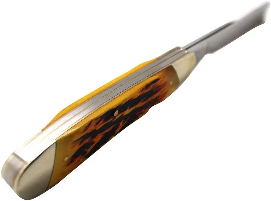 Collection Everyday Carry Manual Folding Pocket Trapper Knife w/Smooth Resin Handle (Burnt Bone)