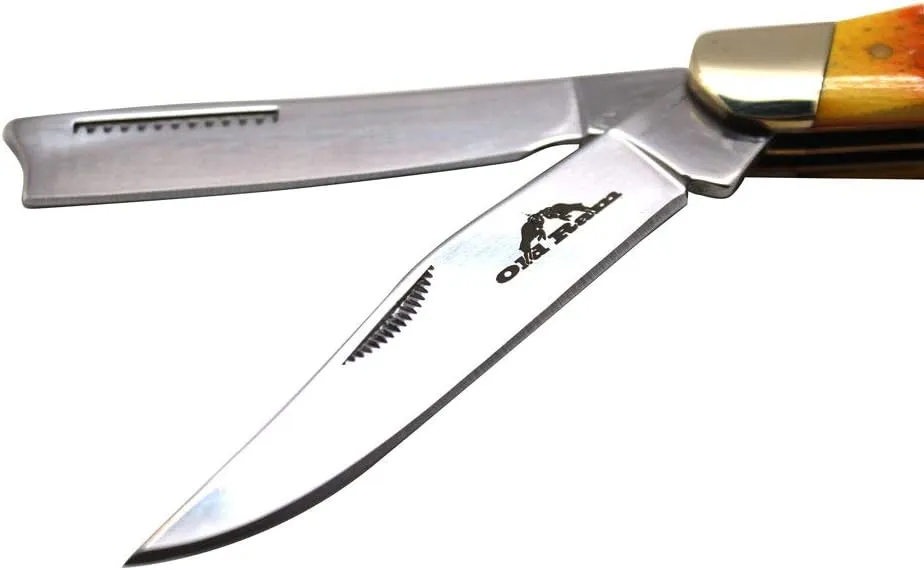 Collection Everyday Carry Manual Folding Pocket Trapper Knife w/Smooth Resin Handle (Burnt Bone)