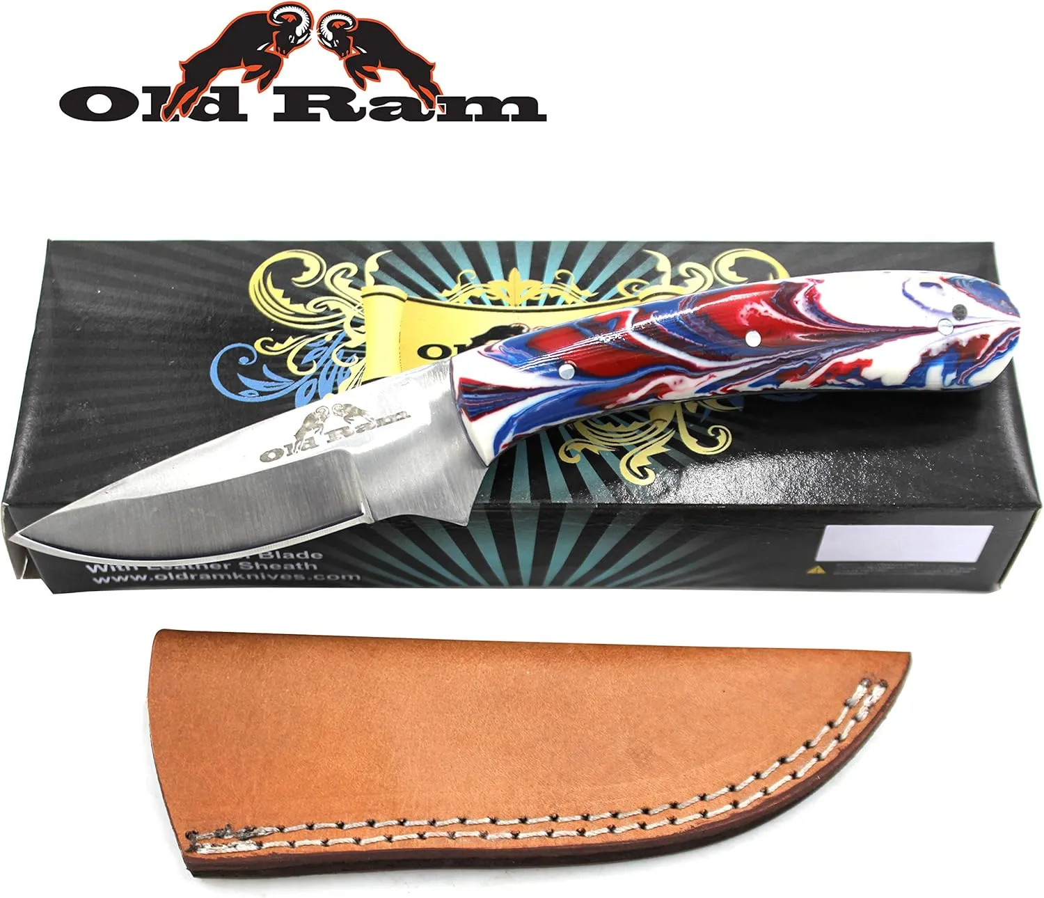 Collection Sharp Heavy Duty Durable Fixed Blade Hunting Skinner Knife w/Leather Sheath (503BLP)