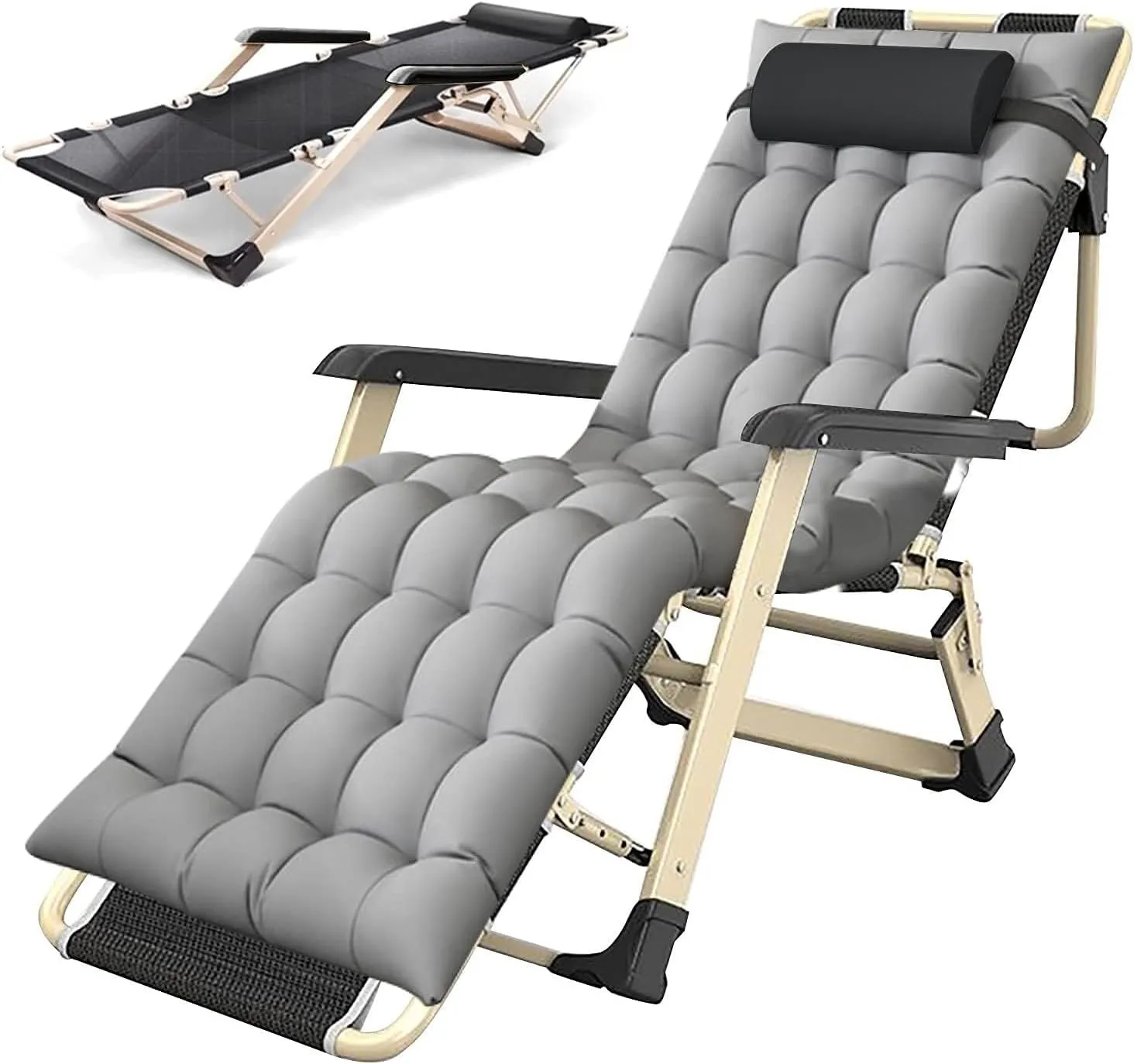 Comfortable Camping Chair Garden Reclining Chair,Outdoor Recliner,Folding Chairs with Padded Seats,for Poolside, Backyard, Beach and Garden(B)