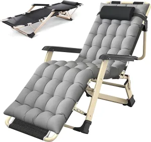 Comfortable Camping Chair Garden Reclining Chair,Outdoor Recliner,Folding Chairs with Padded Seats,for Poolside, Backyard, Beach and Garden(B)