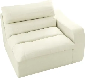 Comfortable Modern Floor Lounge Chair Beanbag Sofa with Right Arm, Ergonomic Design, Beige