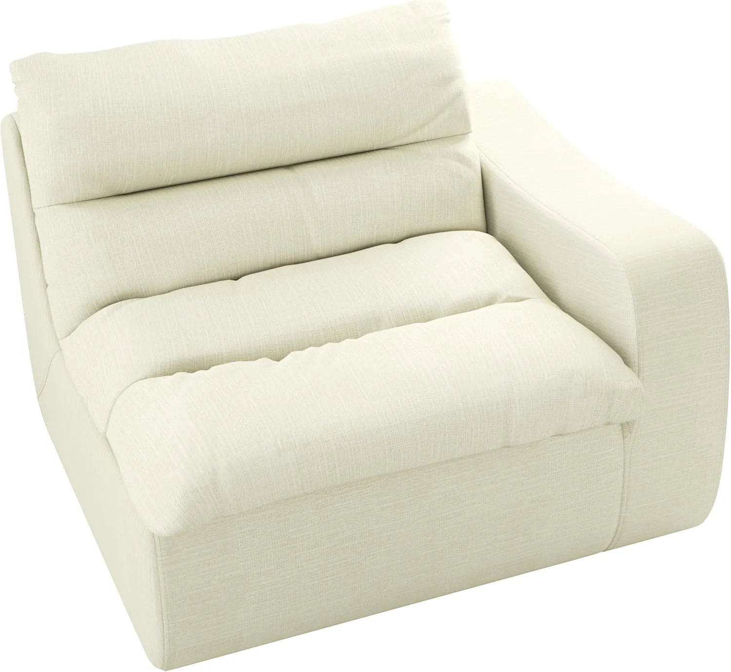 Comfortable Modern Floor Lounge Chair Beanbag Sofa with Right Arm, Ergonomic Design, Beige