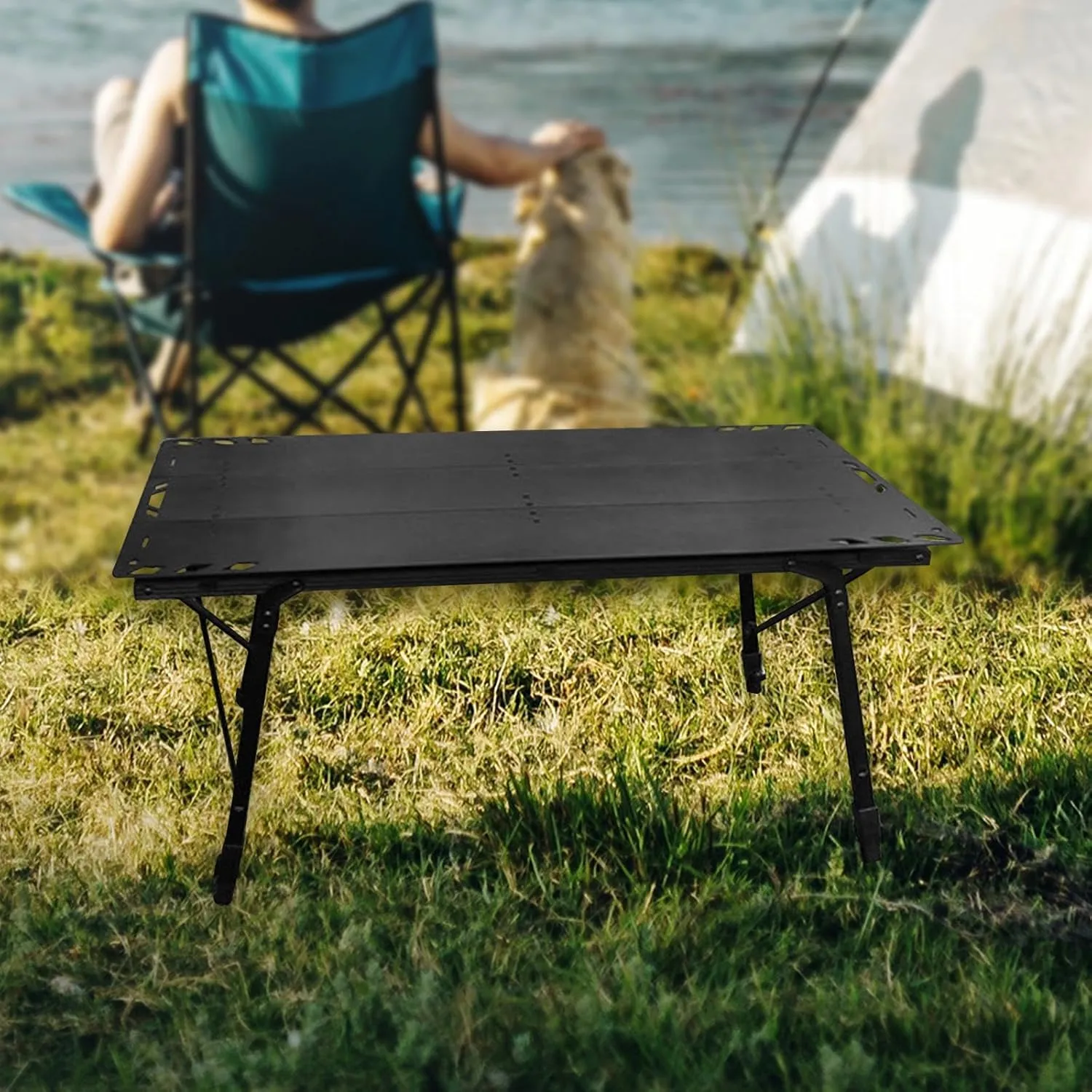 Compact Folding Table for Outdoor Adventures - Adjustable Height and Portable, Black