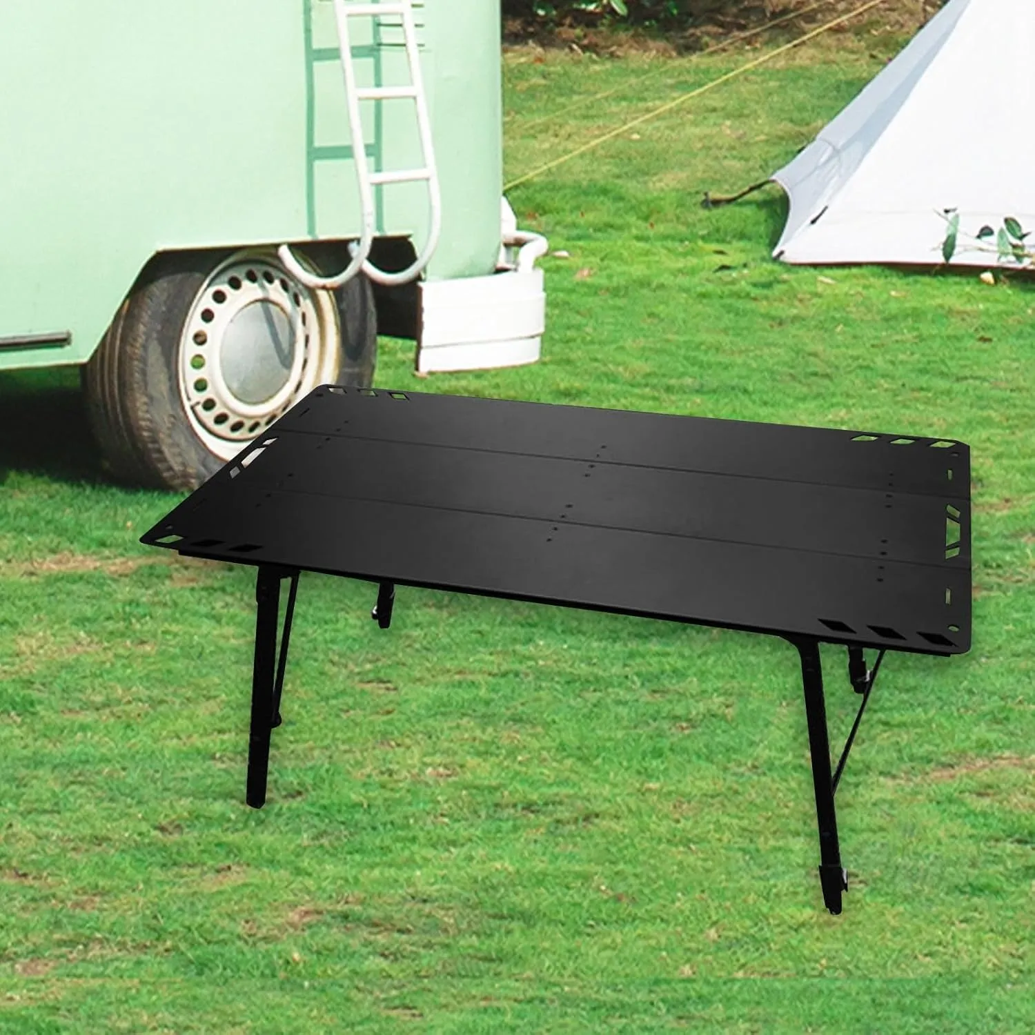 Compact Folding Table for Outdoor Adventures - Adjustable Height and Portable, Black