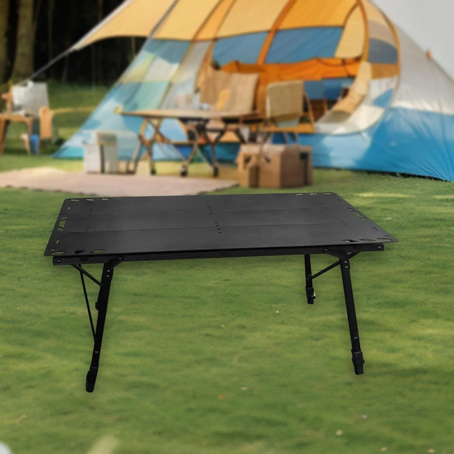 Compact Folding Table for Outdoor Adventures - Adjustable Height and Portable, Black
