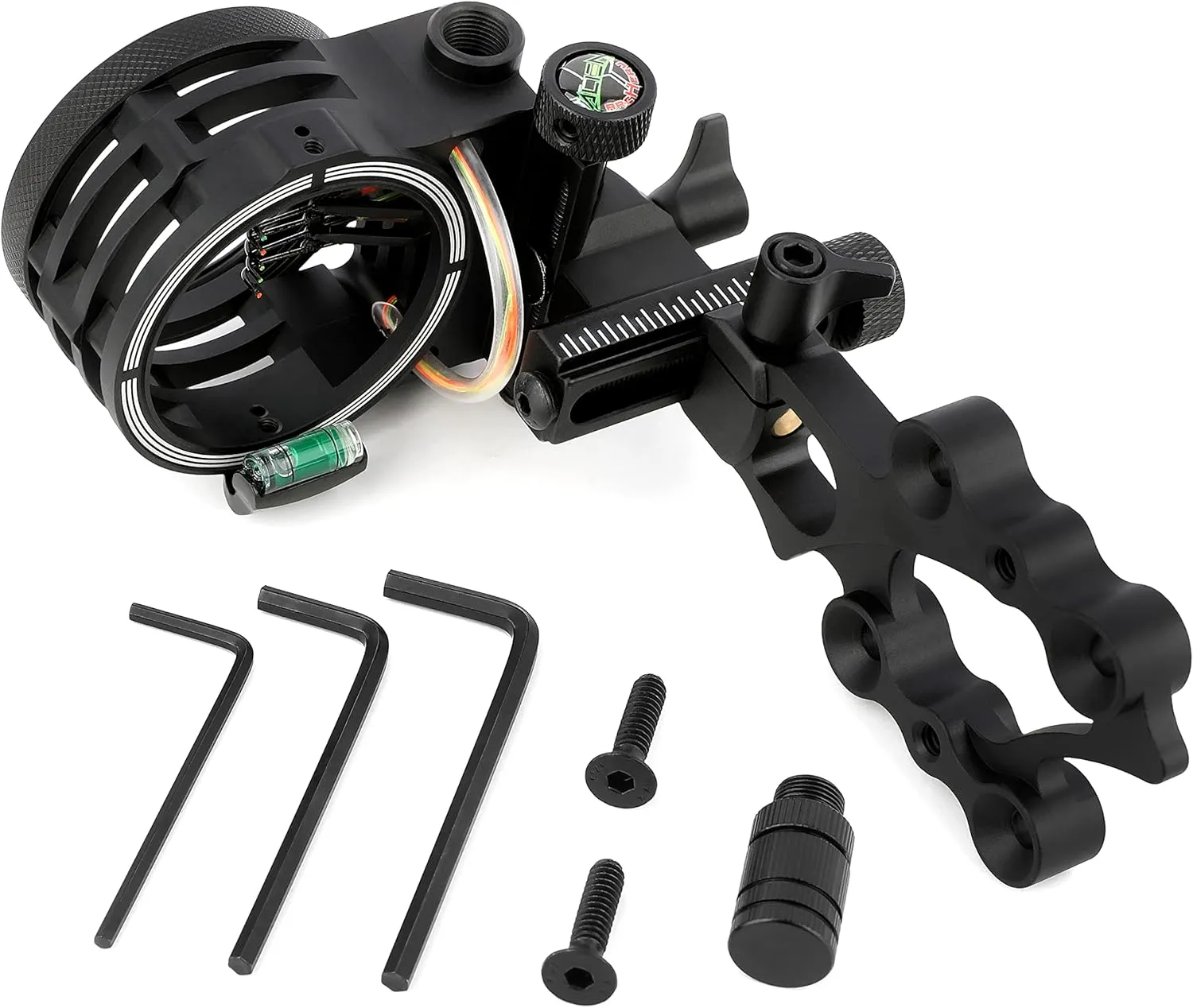 Compound Bow Sights 5 Pin 0.019'' Fiber Optics Aluminum Machined Archery Sight for Compound Bow for Left and Right Hand