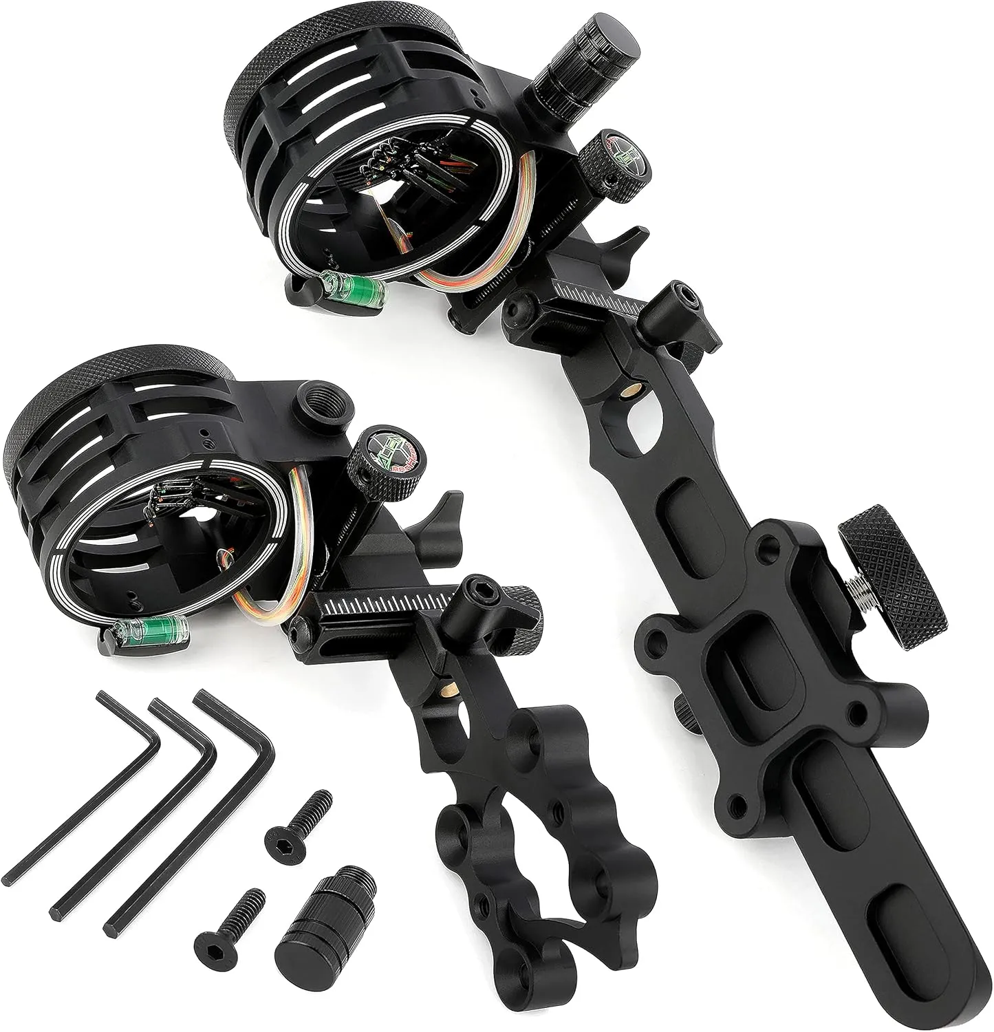 Compound Bow Sights 5 Pin 0.019'' Fiber Optics Aluminum Machined Archery Sight for Compound Bow for Left and Right Hand