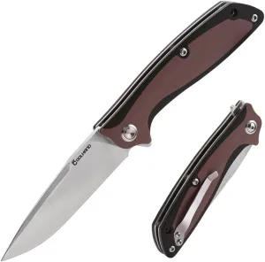 Cool Hand EDC Folding Knife with Clip, 4.6" Closed Ball Bearing Flipper Pocket Knives with Liner Lock, D2 Blade with Two-tone Micarta Handle