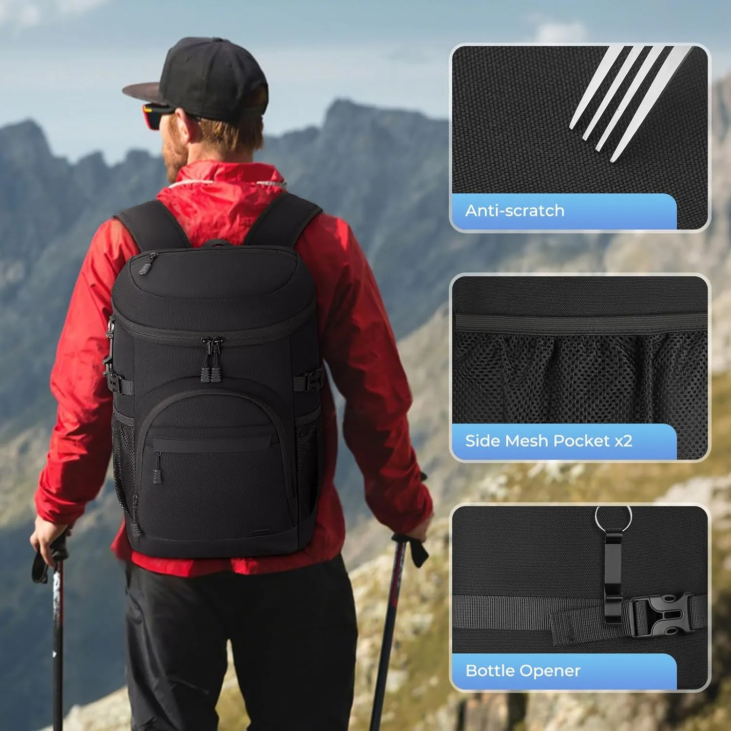 Cooler Backpack 35 Cans Soft Backpack Coolers Insulated Leak Proof Beach Cooler Bag for Men Women Waterproof Ice Chest Backpack Lunch Camping Hiking Picnic Travel Cooler Bags