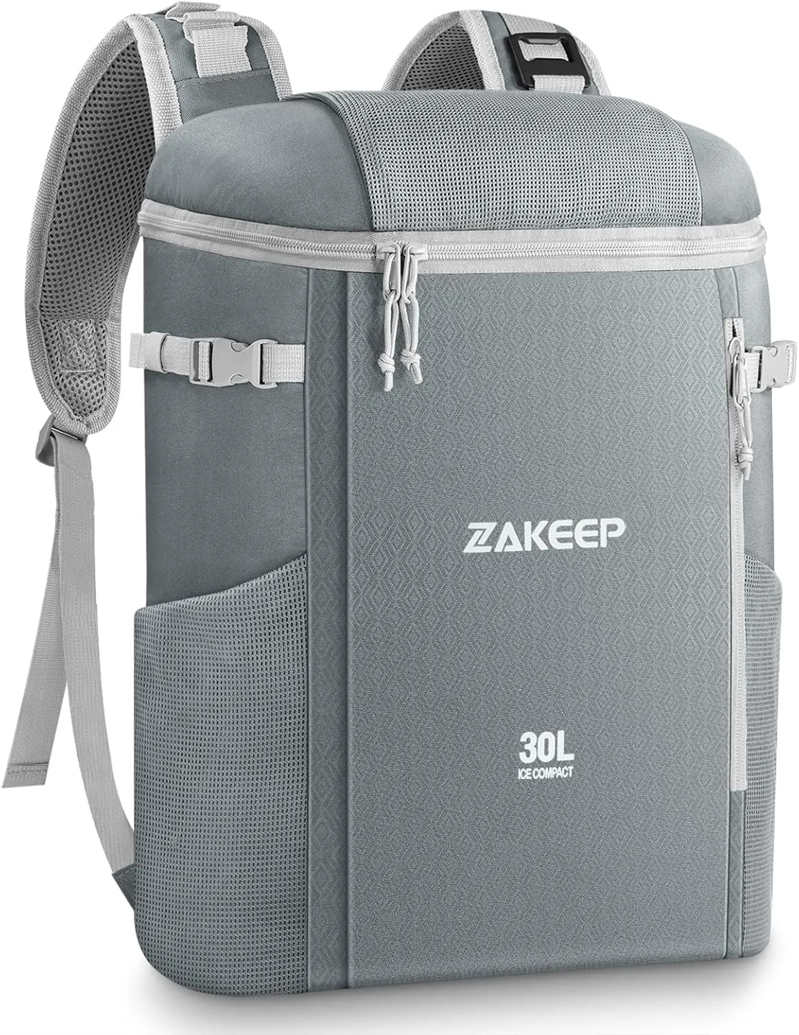 Cooler Backpack, 39 Cans Large Capacity Anti-Leaking Cooler Backpack with Mesh Pocket, Adjustable Shoulder Straps for Camping Picnics(Grey)