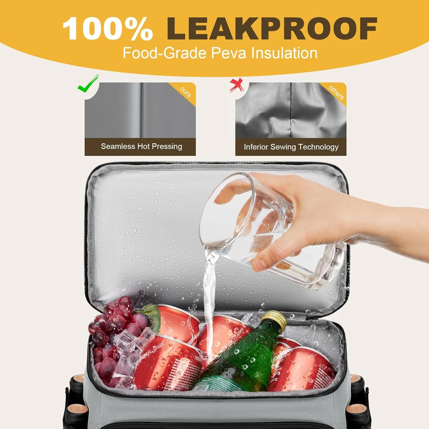 Cooler Backpack - 40 Cans Insulated Backpack Cooler for Men & Women, Portable 2 Leak Proof Compartments Coolers Bag for Picnic, Lunch, Hiking, BBQ Camping and Beach - MIYCOO