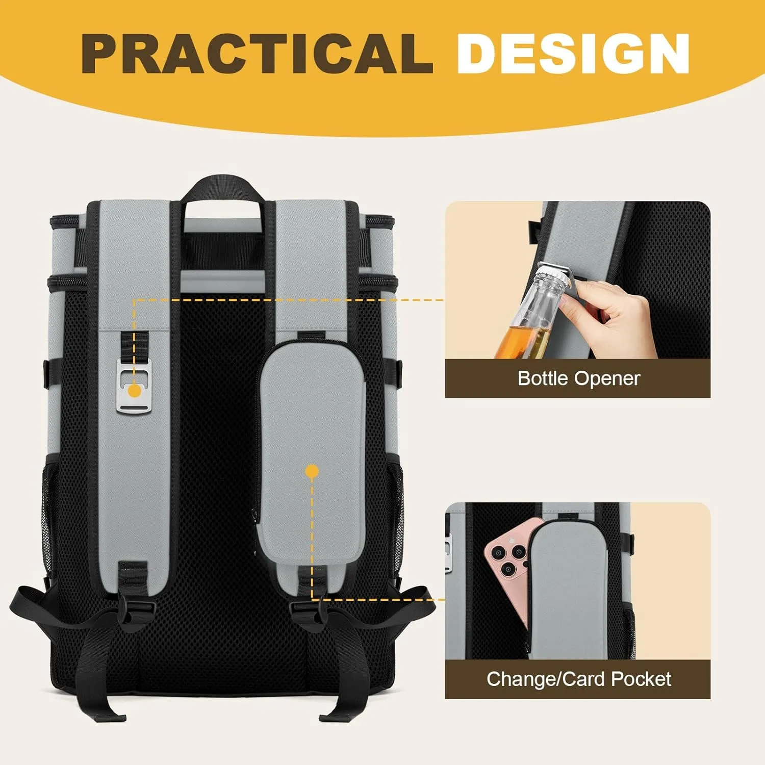Cooler Backpack - 40 Cans Insulated Backpack Cooler for Men & Women, Portable 2 Leak Proof Compartments Coolers Bag for Picnic, Lunch, Hiking, BBQ Camping and Beach - MIYCOO