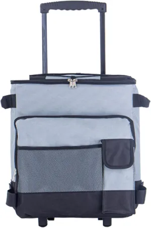 Cooler with Wheels and Pull, 43L Large Rolling Cooler Waterproof Collapsible Rolling Cooler Multi-Pocket Zipper Closure Insulated Cooler for Outdoor