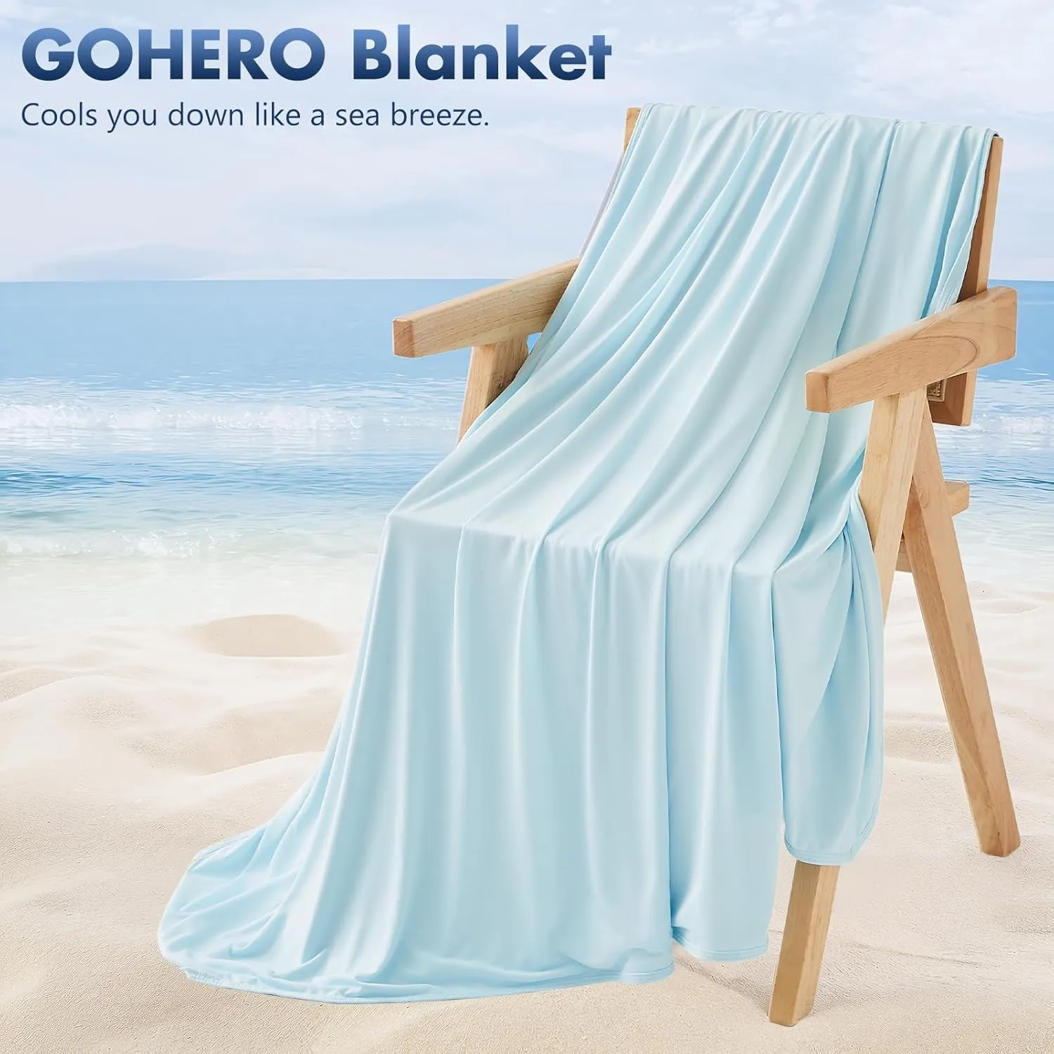 Cooling Blanket Queen - Arc-Chill Q-Max >0.5 Cool Summer Blanket for Hot Sleepers - Double Design Lightweight Absorbs Heat to Keep Cool on Warm Nights(90"x90") Blue