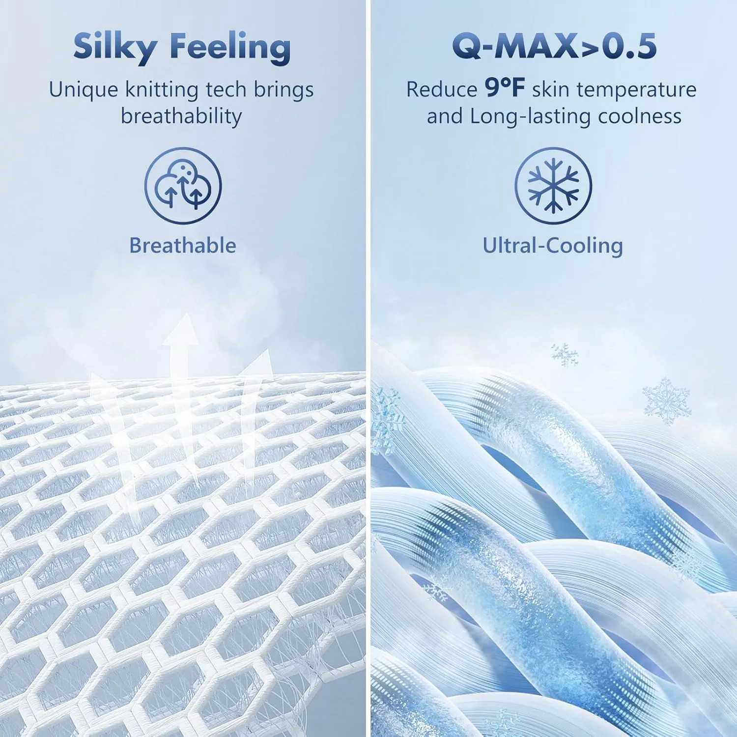 Cooling Blanket Queen - Arc-Chill Q-Max >0.5 Cool Summer Blanket for Hot Sleepers - Double Design Lightweight Absorbs Heat to Keep Cool on Warm Nights(90"x90") Blue