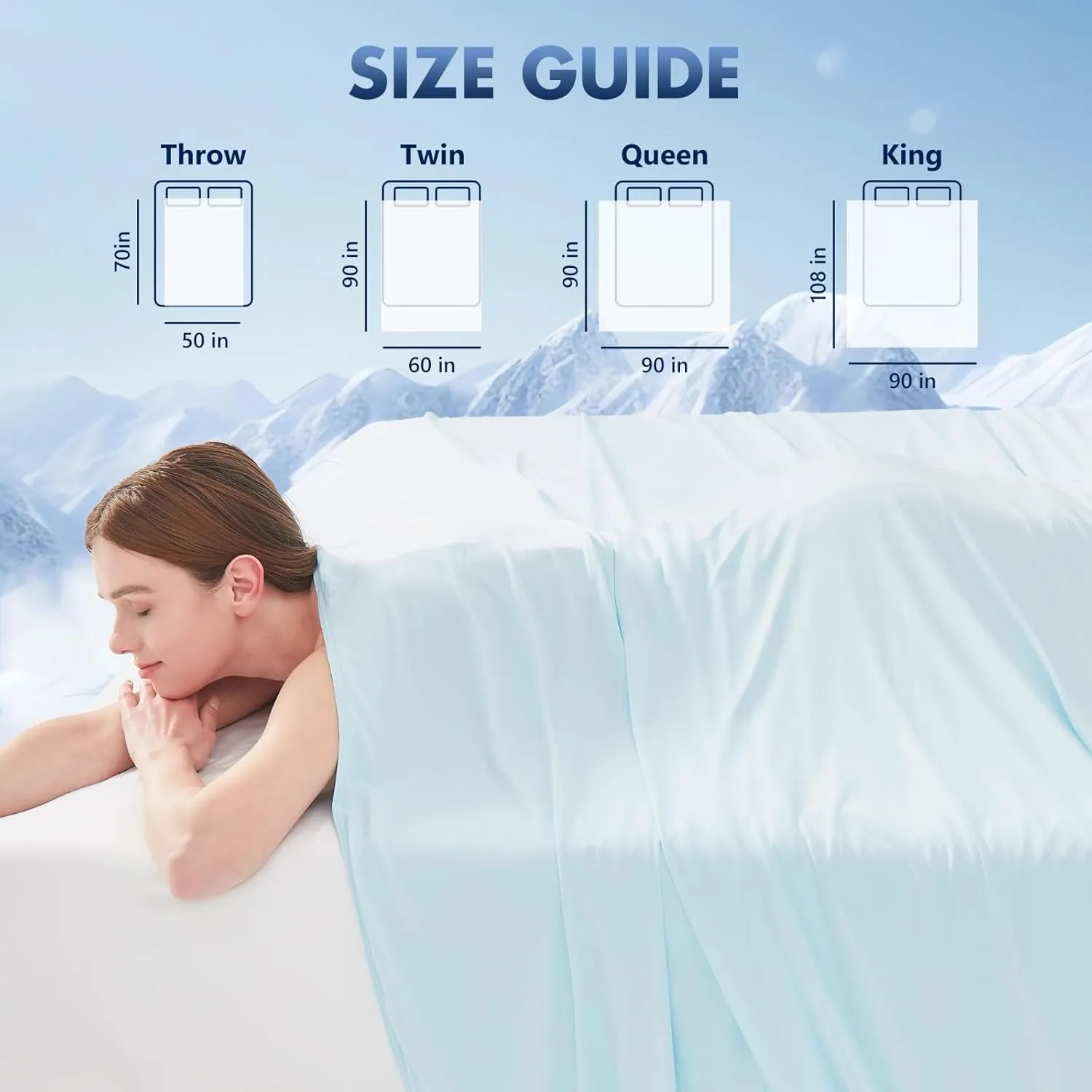 Cooling Blanket Queen - Arc-Chill Q-Max >0.5 Cool Summer Blanket for Hot Sleepers - Double Design Lightweight Absorbs Heat to Keep Cool on Warm Nights(90"x90") Blue