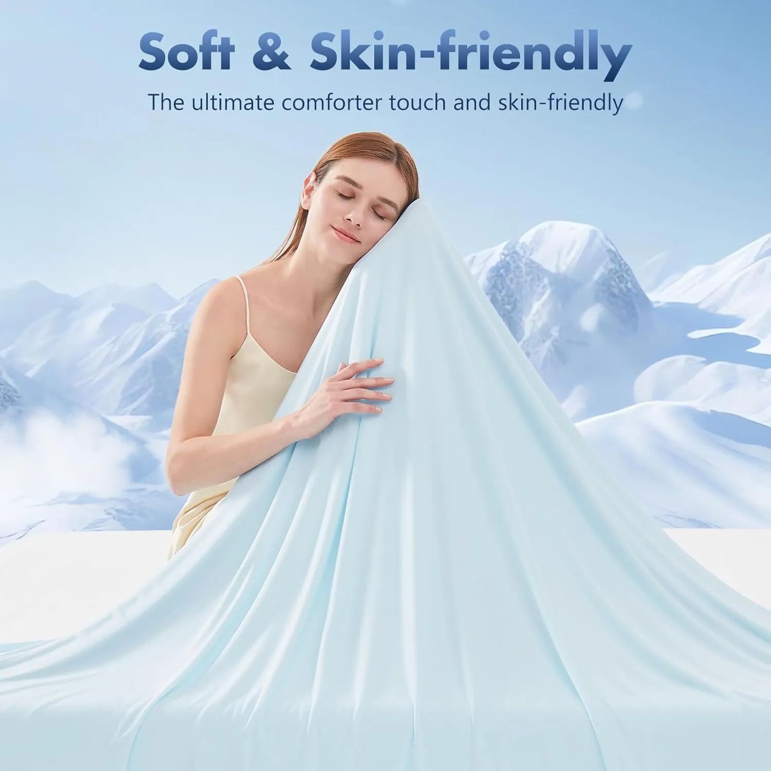 Cooling Blanket Queen - Arc-Chill Q-Max >0.5 Cool Summer Blanket for Hot Sleepers - Double Design Lightweight Absorbs Heat to Keep Cool on Warm Nights(90"x90") Blue