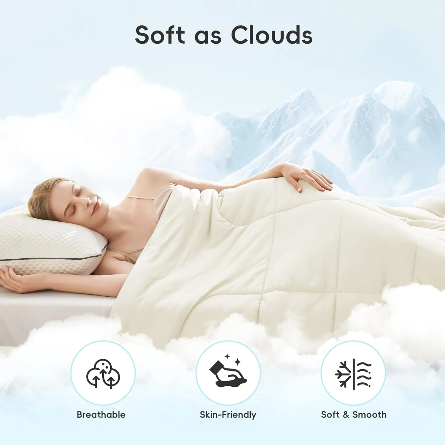 Cooling Comforter Twin/Twin XL Size, All Season Blanket for Hot Sleepers, Lightweight Comforter for Night Sweats, Double-Sided Cooling Bedding for Bed, Sofa, Office, Camping (Beige,68"*80")